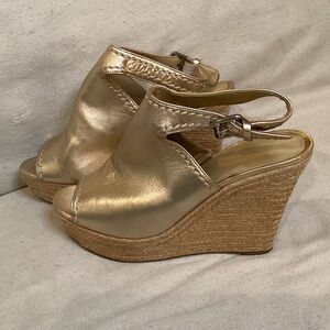 Marc Fisher Metallic Gold Wedge Sandals